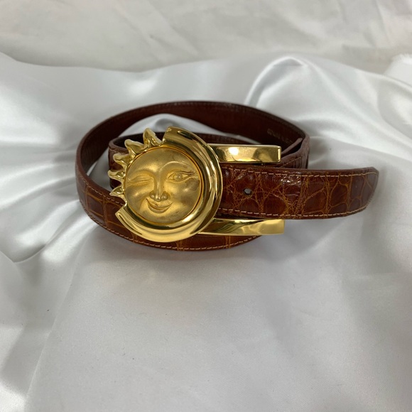 Vintage BARRY KIESELSTEIN CORD celestial belt lizard and alligator sun 90s small - Picture 5 of 16